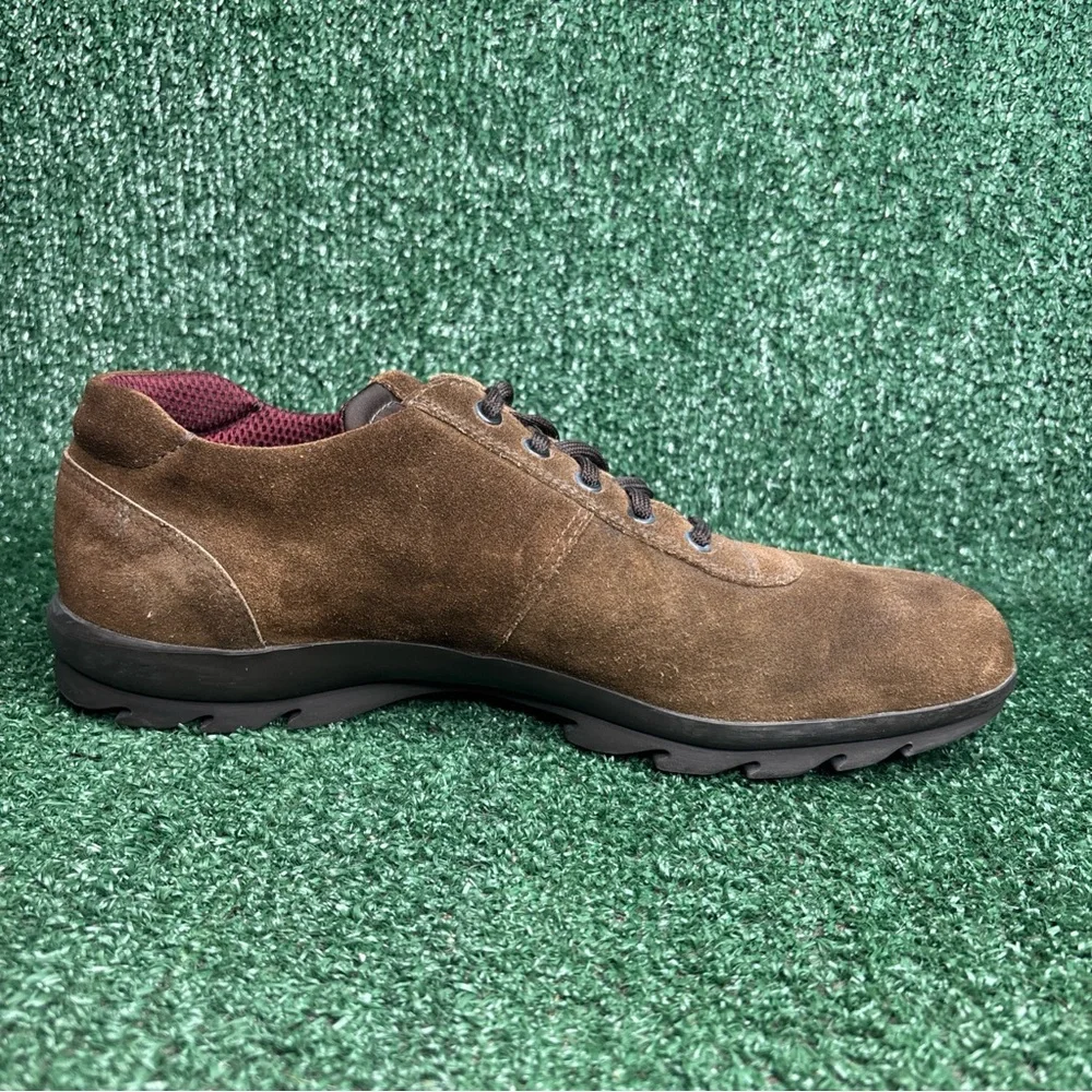 Prada 4E1252 Low Top Lace Up Sneakers Brown Suede Italy Mens Size US 10 - Picture 6 of 12